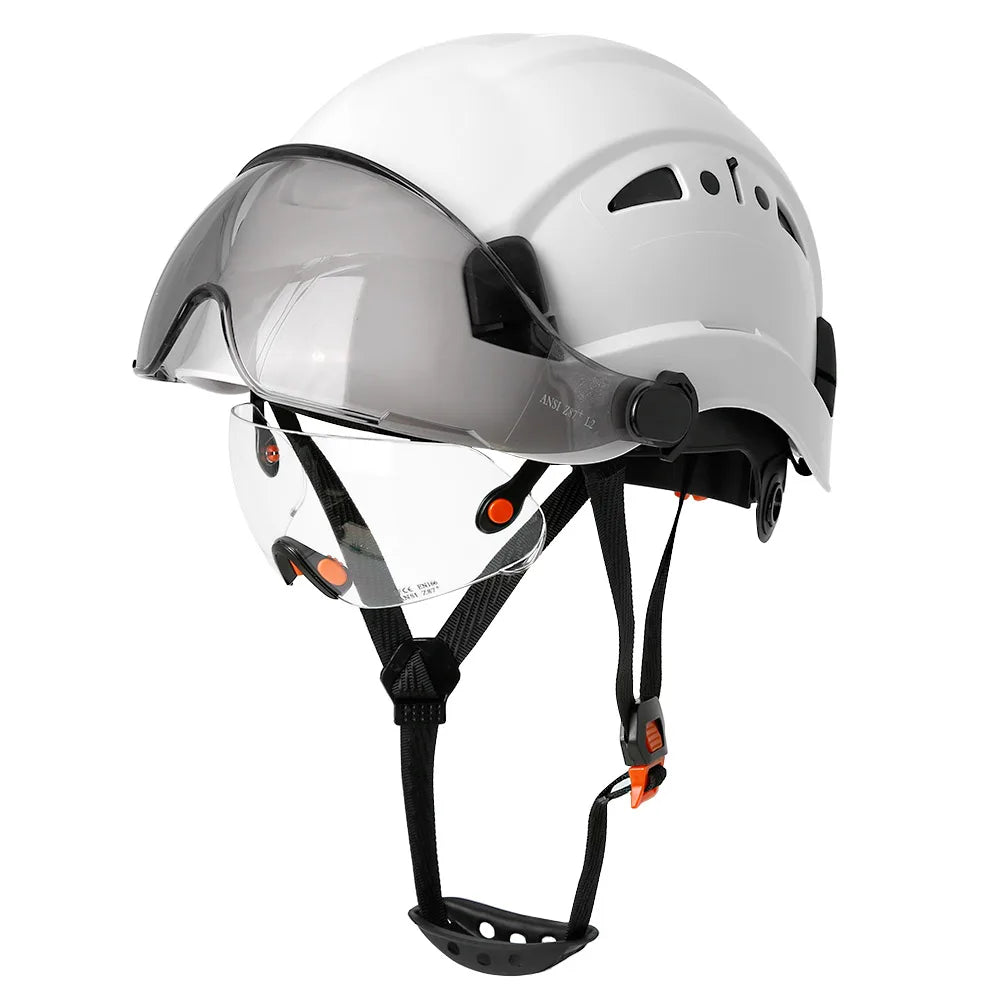 Schutzhelm aus Kohlefaser – Doppelvisier, CE- und KC-zertifiziert, ABS-Schutzhelm für Bau und Rettung