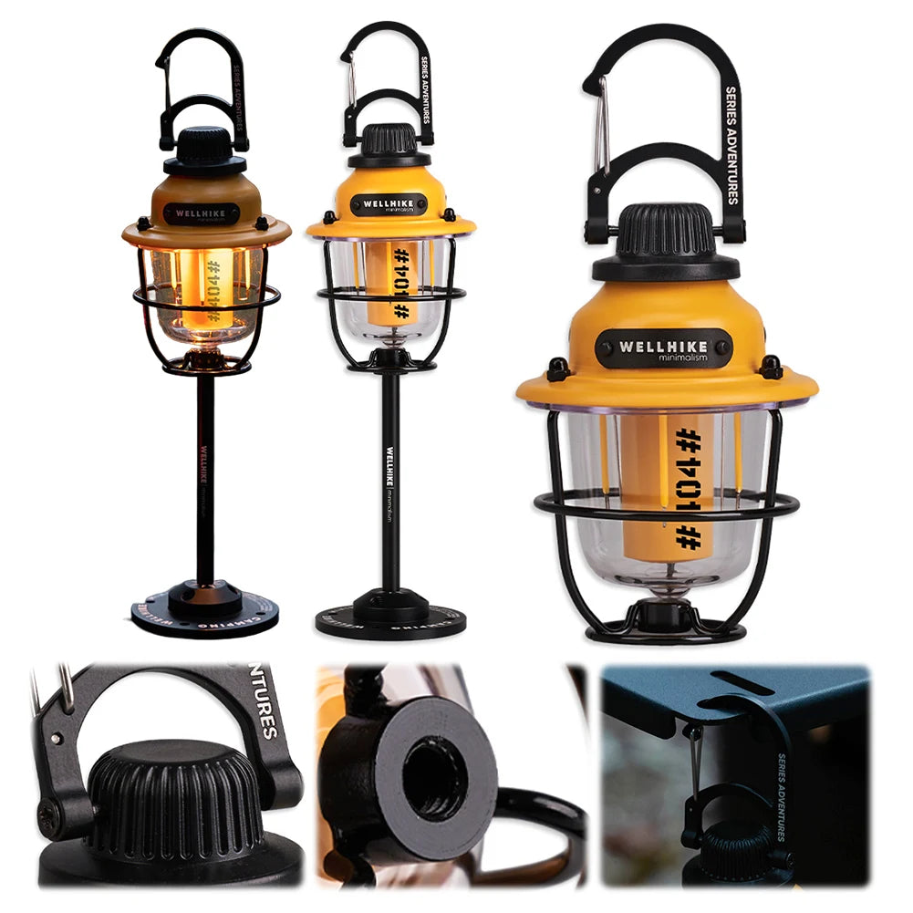 Camping LED Retro Lantaarn | Waterdicht | Dimbare Outdoor Lamp met Type-C Opladen