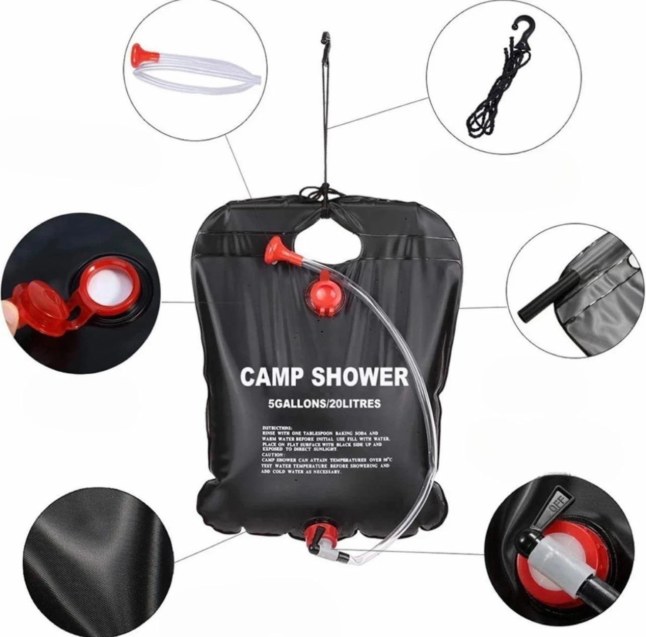 20L/40L Vouwbare Solar Douchetas voor Buiten, Camping, Hiking & Reizen – Verwarmd Water, Compact & Duurzaam
