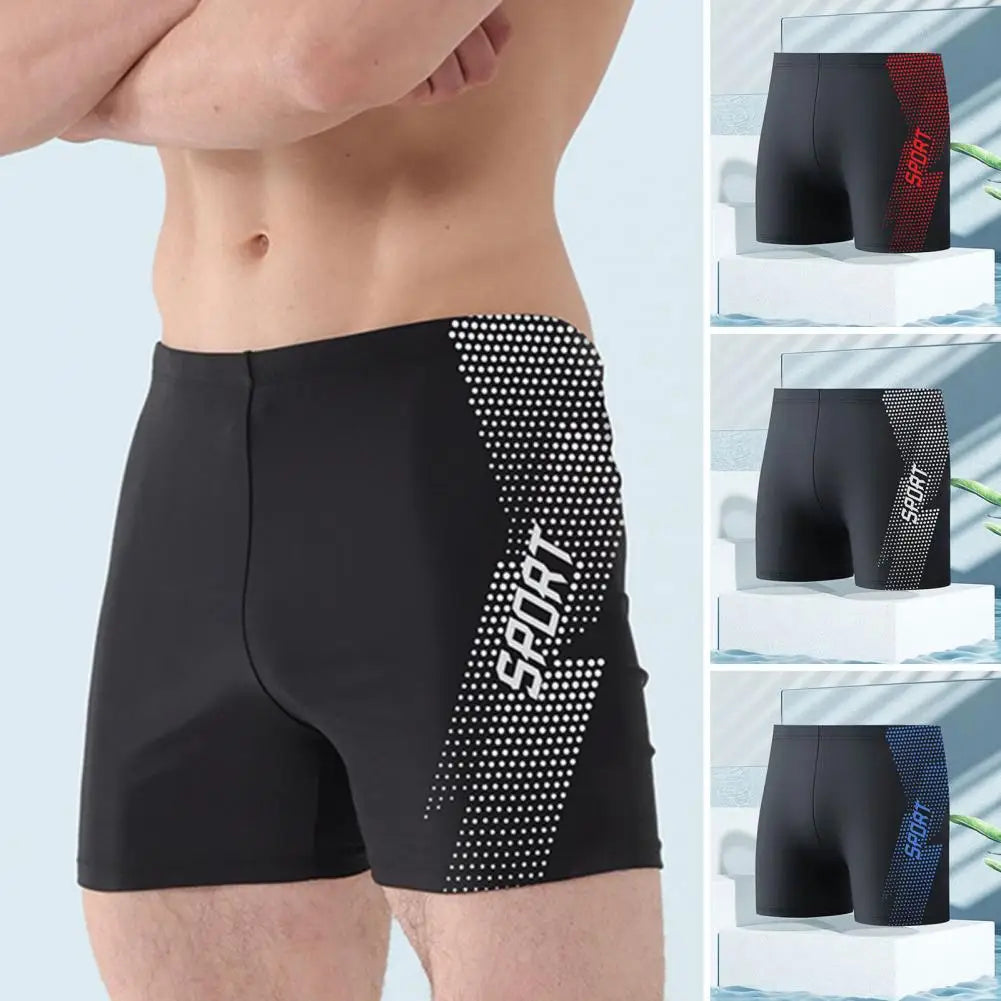 Sneldrogende Zwembroek voor Mannen - Hoge Taille Zwemshorts met Slim Fit en Gedrukt Ontwerp voor Zomer Strand