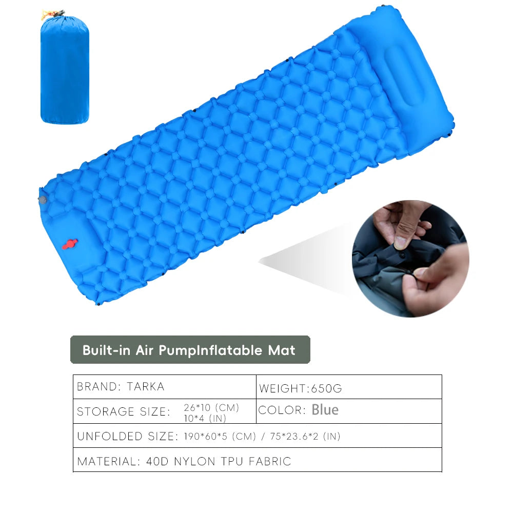 Inflatabele Campingmat met Kussen | Zelfopblazende Slaapmat voor Kamperen, Hiking en Klimmen