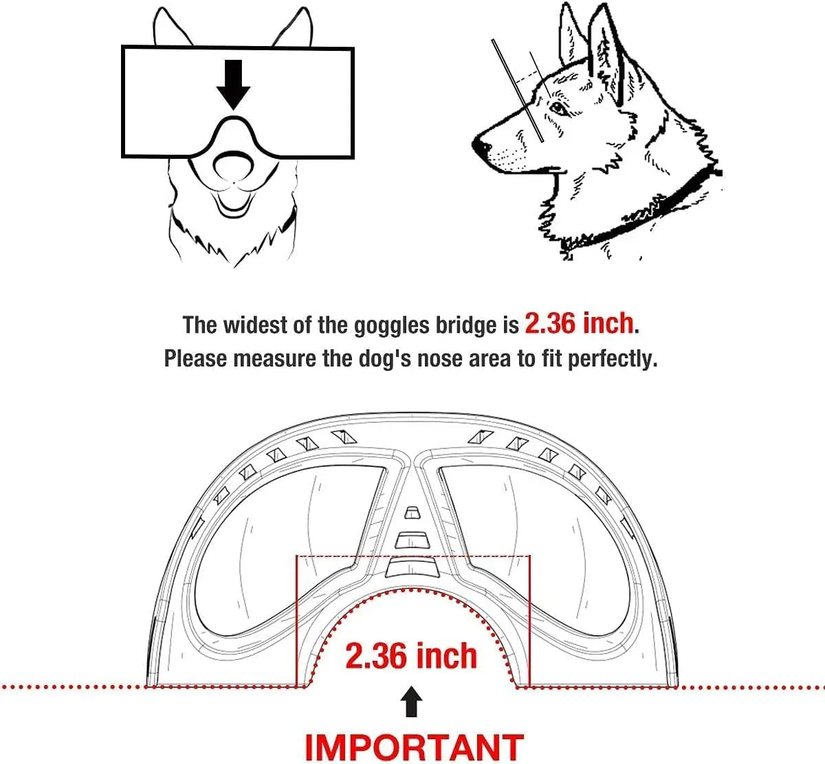Hundebrille für große Rassen – transparente Anti-UV-Hundesonnenbrille, winddicht, staubdicht, beschlagfrei für mittelgroße und große Hunde