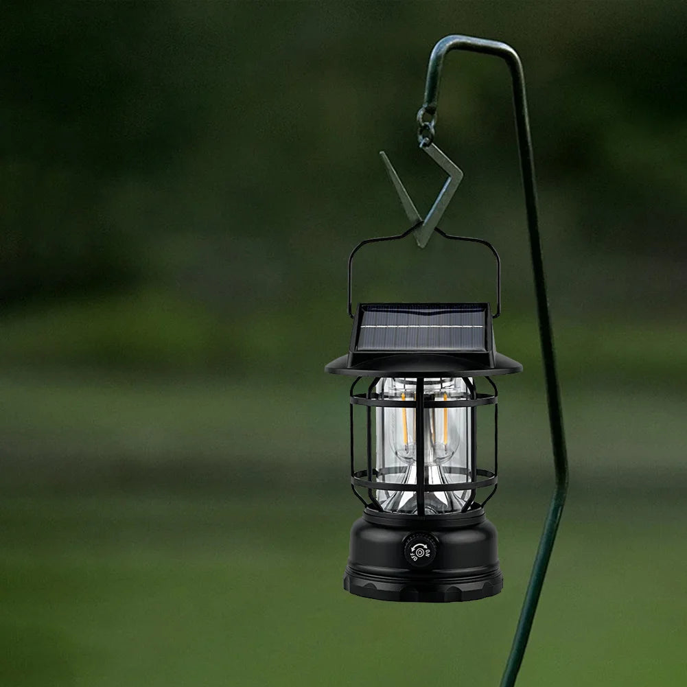 Vintage Camping Lantaarn | Zonne-energie | Dimbare Retro Hanglamp