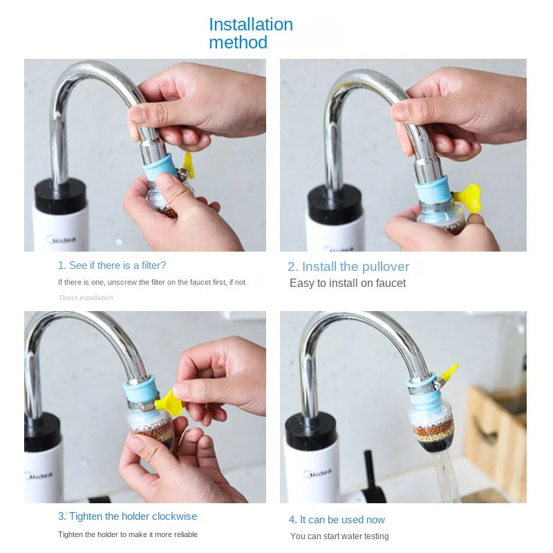 6-Schicht-Wasserfilter-Wasserhahnreiniger – Zerstäuber aus medizinischem Stein und Kokosnusskohle für Küchenwasserhahn, Haushaltswasserreiniger