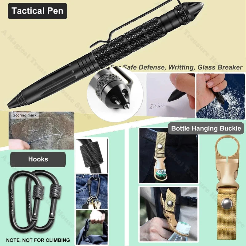 Outdoor Multi-Tool Kit, Noodoverlevingskit met First Aid Supplies, Tactisch Camping Survival Gereedschap en Jachtuitrusting