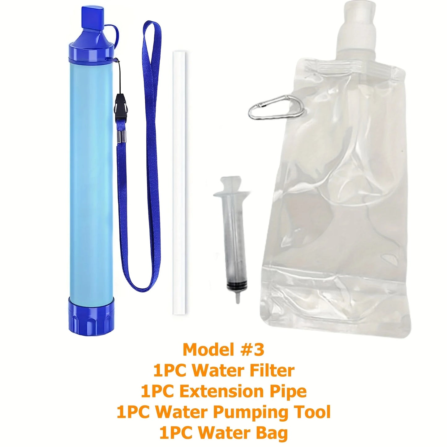 Tragbarer Wasserfilter – Survival-Strohhalm mit 0,01 Mikron 4-Stufen-Filtersystem für Outdoor und Survival