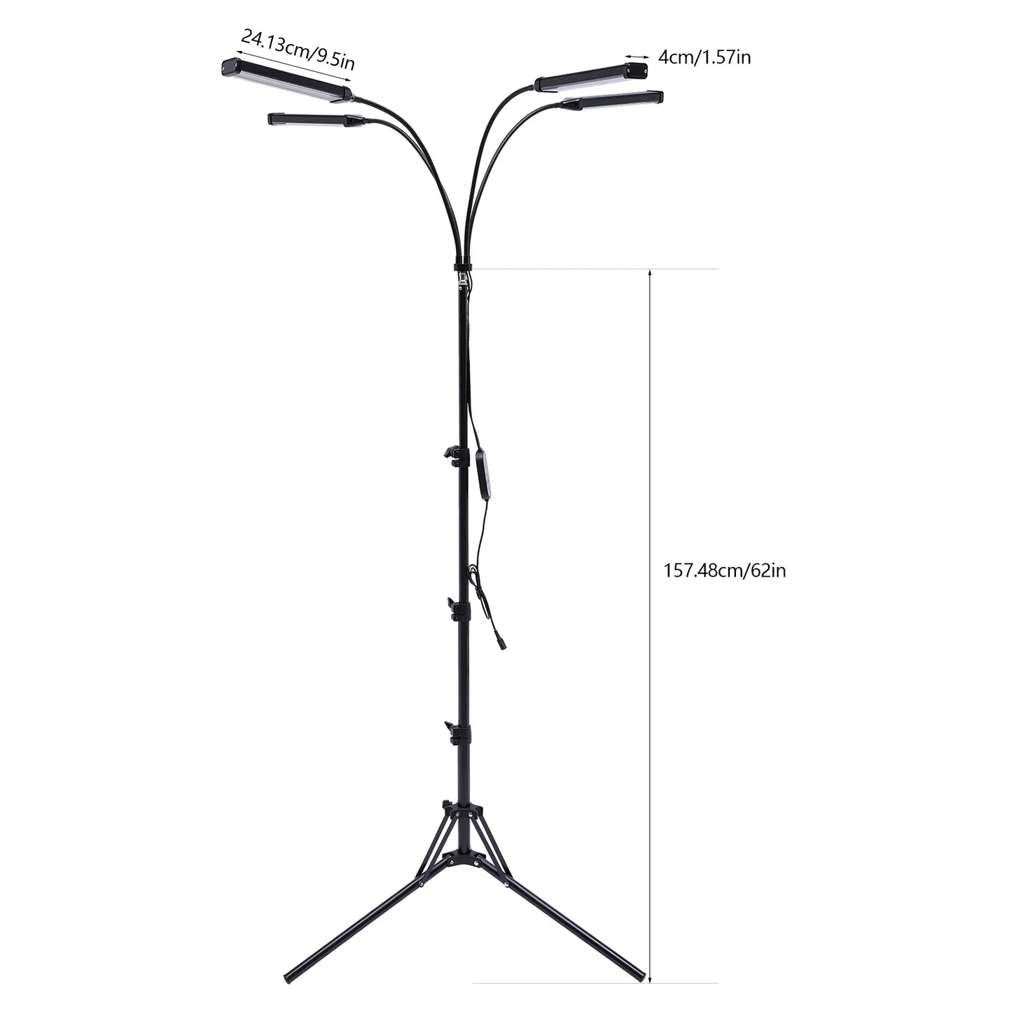 Professionele LED Kweeklamp – Full Spectrum Groeilamp met 4 Koppen & Statief
