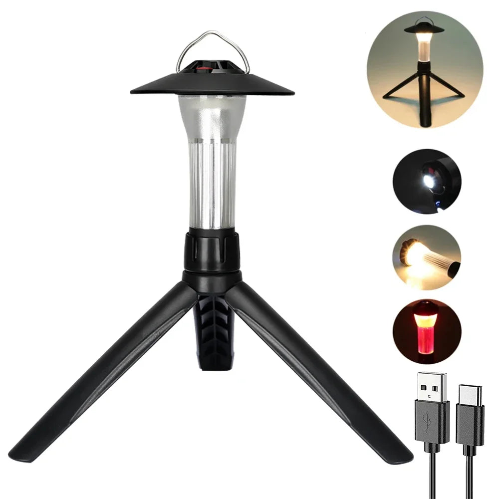 3000mAh Camping Lantaarn met Magnetische Basis - Multifunctionele Led Zaklamp, 5 Verlichtingsmodi en USB Oplaadbare Noodlamp