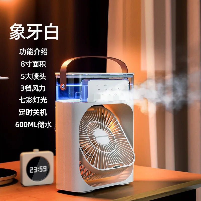 Draagbare Elektrische Ventilator met Bevochtiger – USB Mistventilator met Handvat