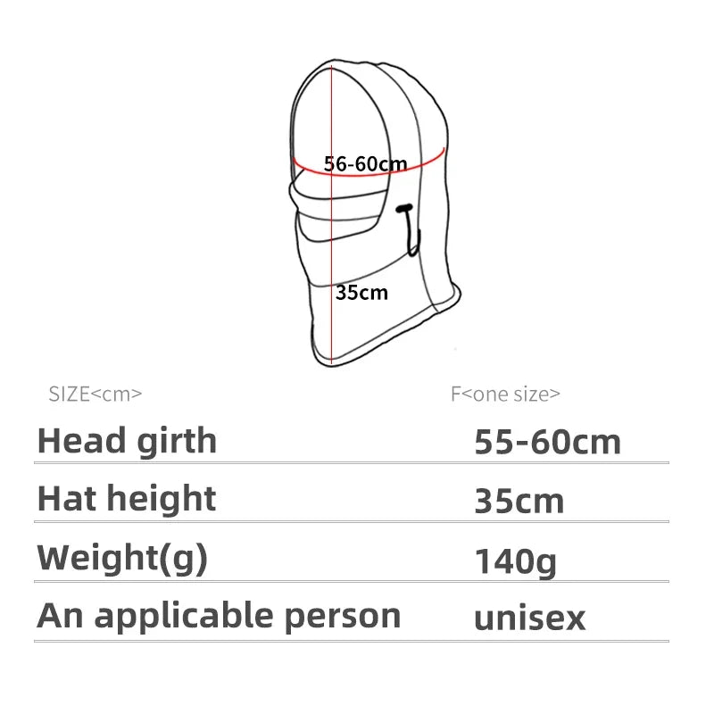 Winter Fietshoed & Ski Cap - Unisex Gevoerde Balaclava met Masker en Oorkleppen