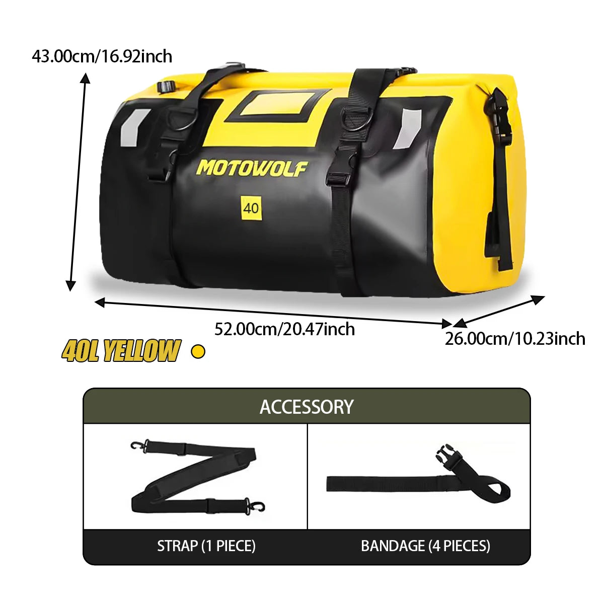 Universele Waterdichte Motor Achtertas - 40L/66L Fiets, Scooter en Camping Bagage, Multifunctionele Luggage Pack met Reflecterende Strips