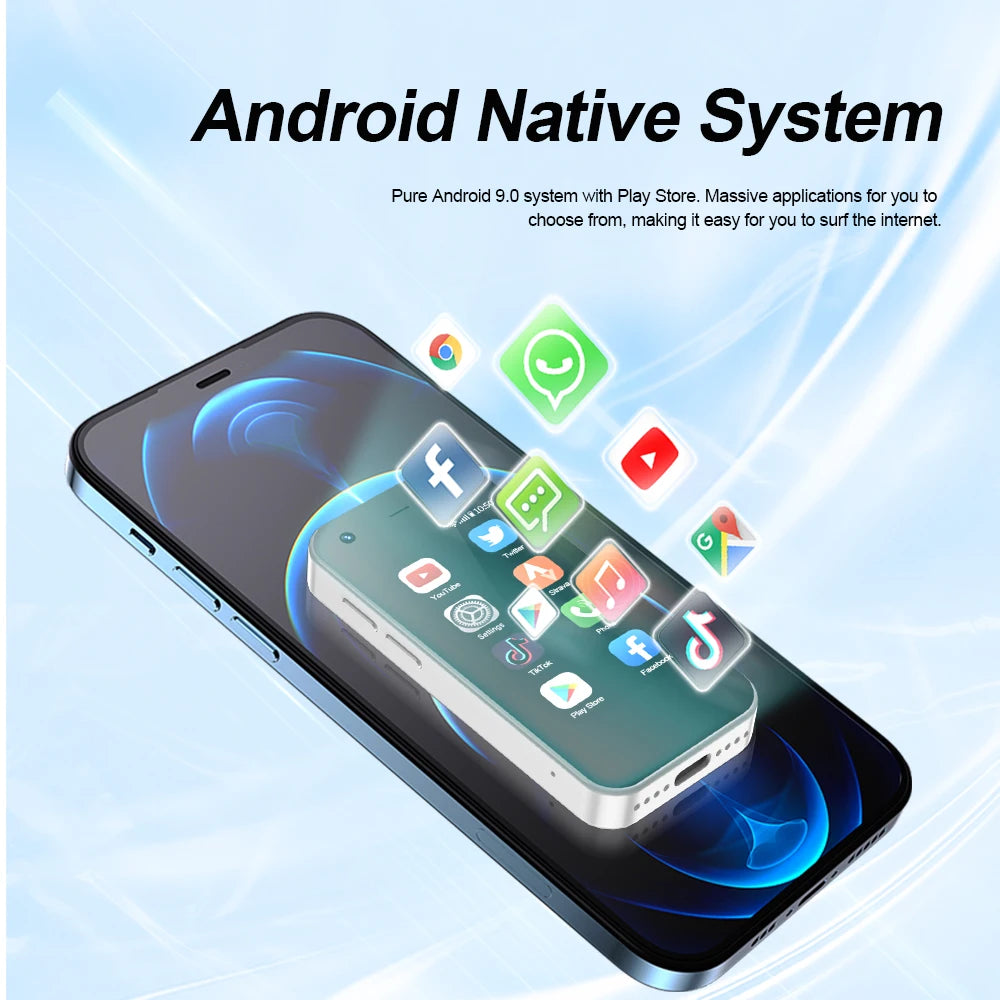 KING5000 Mini Smartphone – Android 9.0, 3G Dual SIM, 2.5'' IPS Scherm, 16GB ROM – Compacte Pocket Smartphone met Play Store