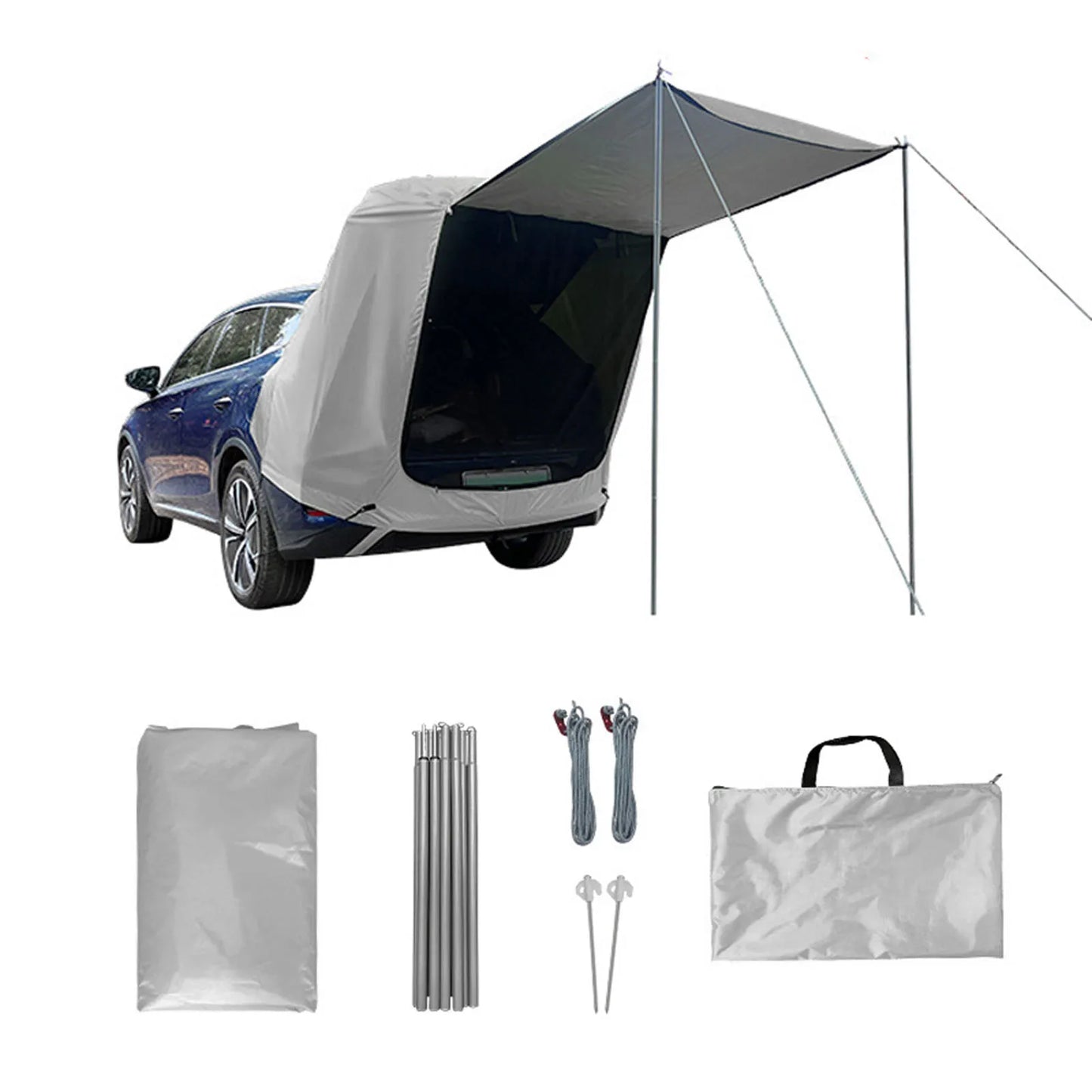 Camping Achtertent voor Auto - Waterdichte Luifel met Zonwering en Ventilatie