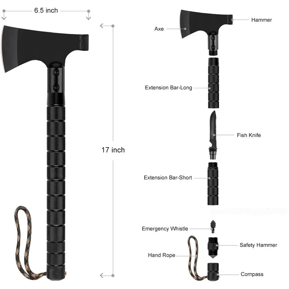 Klappbare taktische Axt – multifunktionale Überlebensaxt für Camping, Jagd und Selbstverteidigung