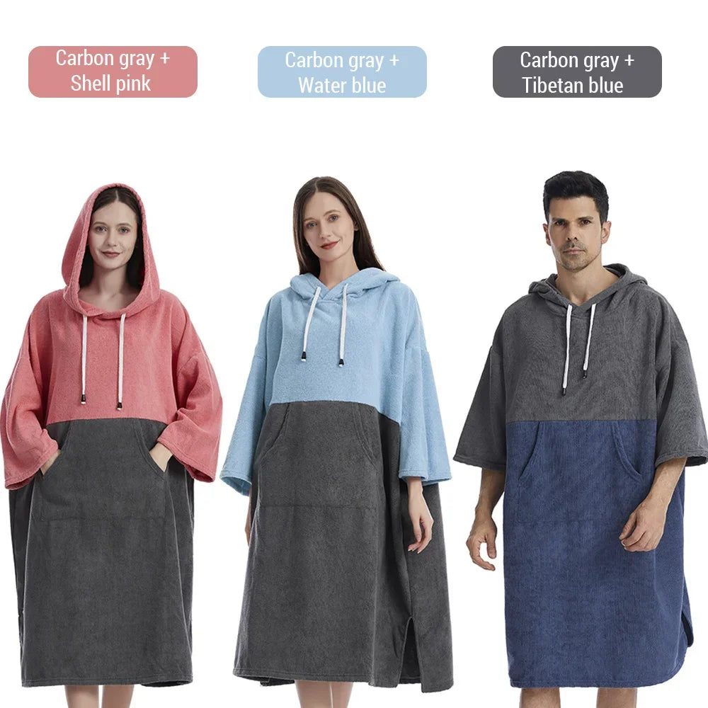Quick-Dry Badjas Poncho - Surfponcho met Kap, Winddicht en Warm voor Stranden, Zwemmen en Duiken
