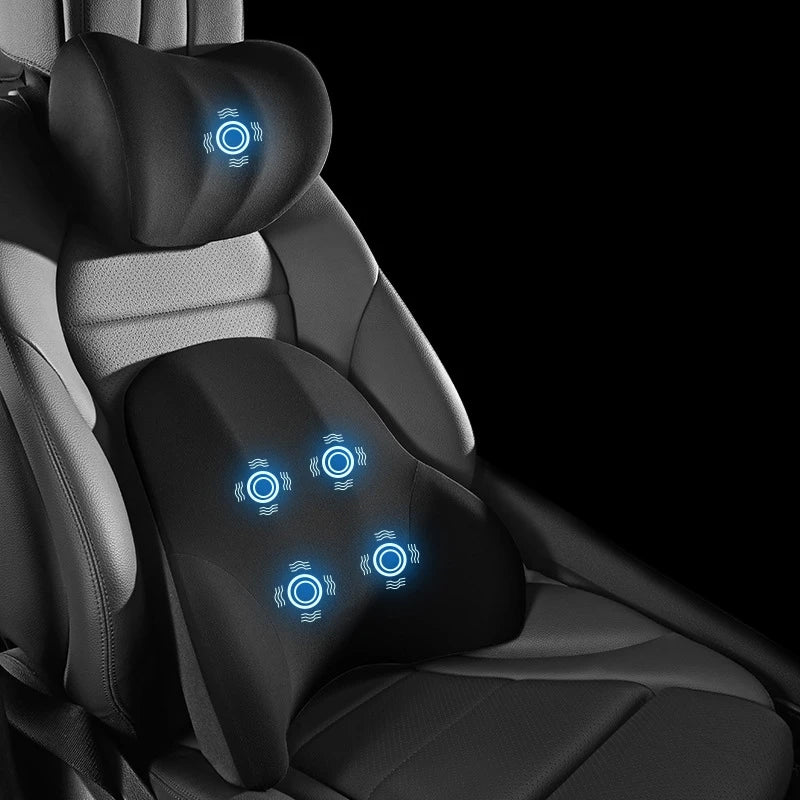 Elektrisch massagekussen auto – Vibrerende lendensteun & nekkussen – Ergonomische autostoel ondersteuning
