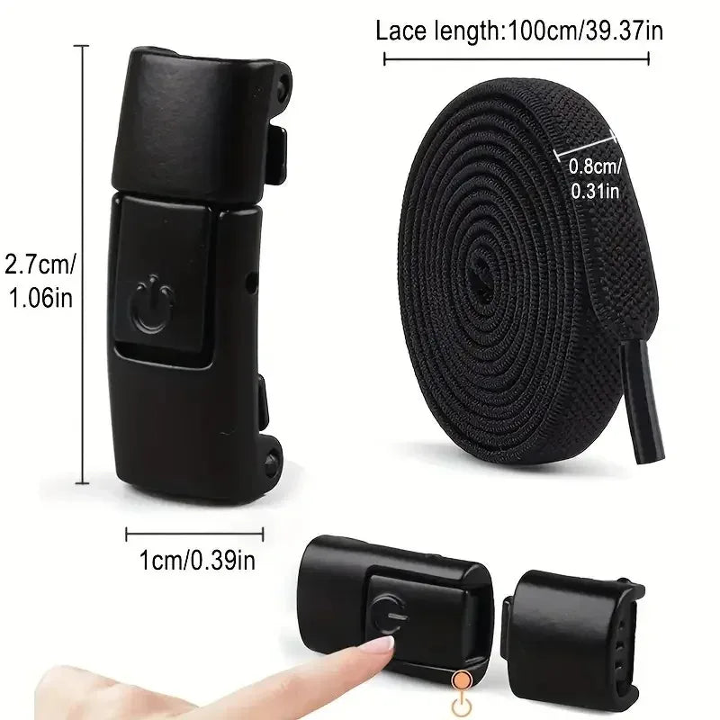 8 mm elastische Schnürsenkel zum Binden – flache Schnürsenkel mit Druckknopfverschluss für Turnschuhe und Freizeitschuhe