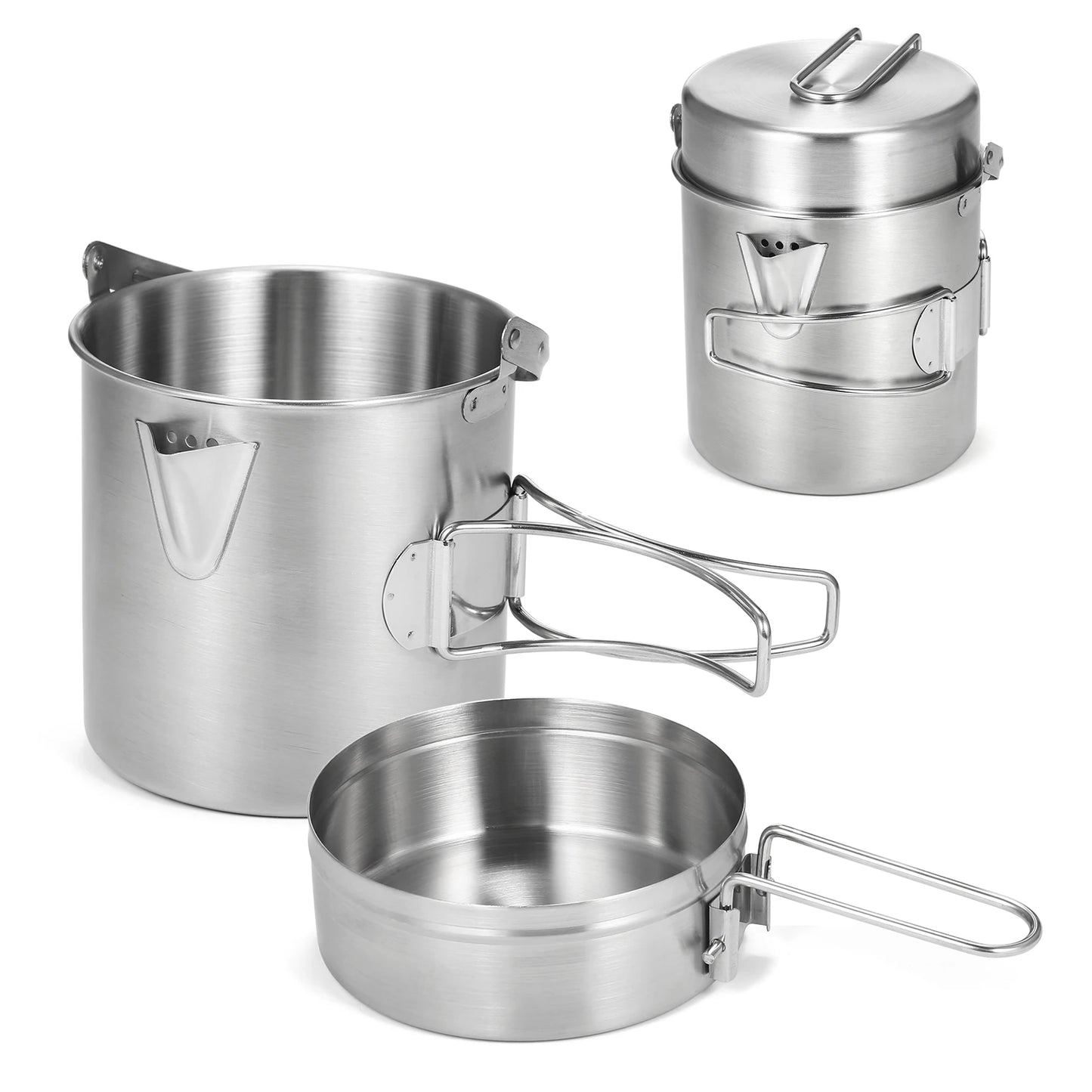 1 l Camping-Wasserkocher aus Edelstahl – tragbarer Outdoor-Topf mit klappbarem Griff für Camping und Rucksackreisen