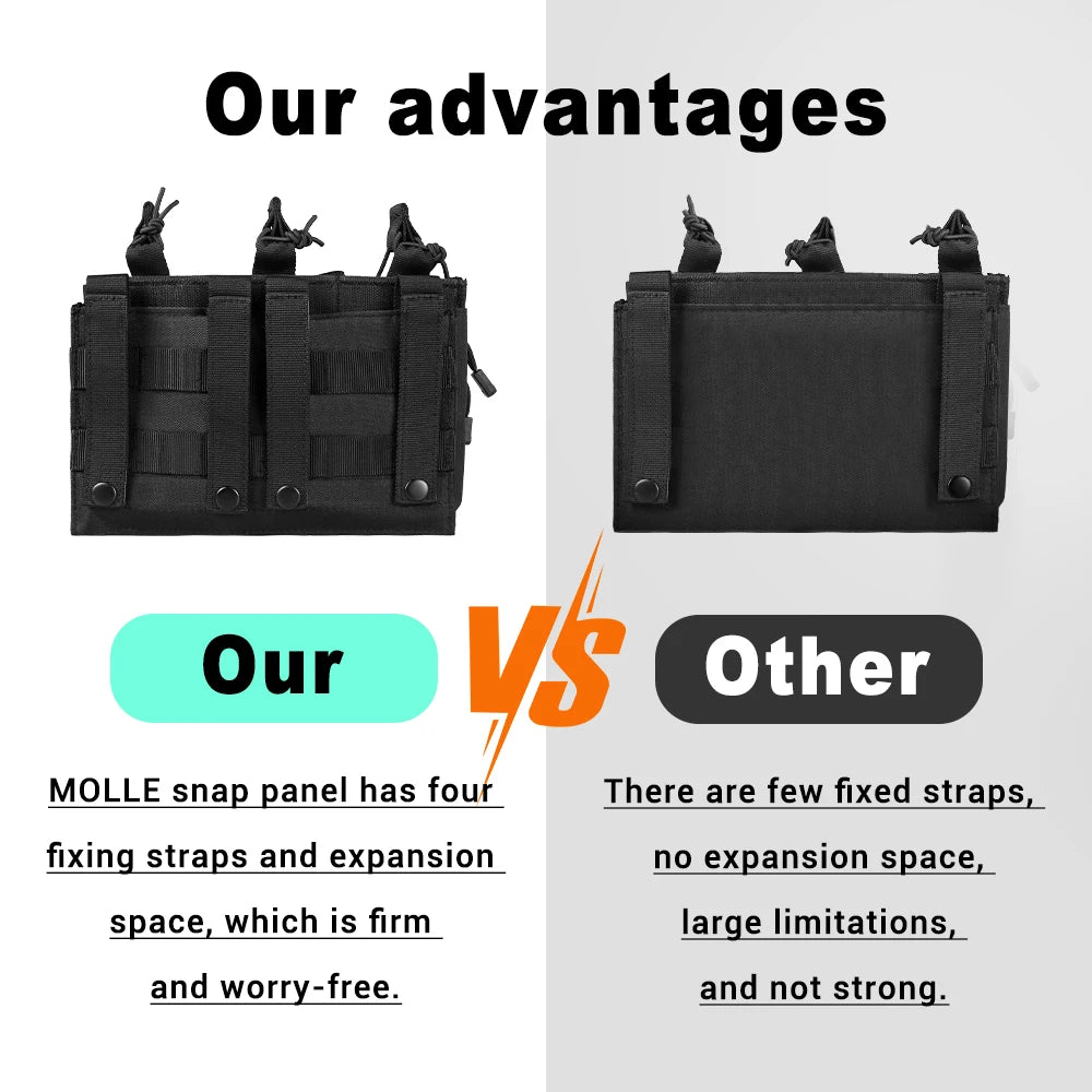 Tactical Triple Magazine Pouch – 5.56mm & 7.62mm Open Top MOLLE Pouch for Airsoft and Hunting