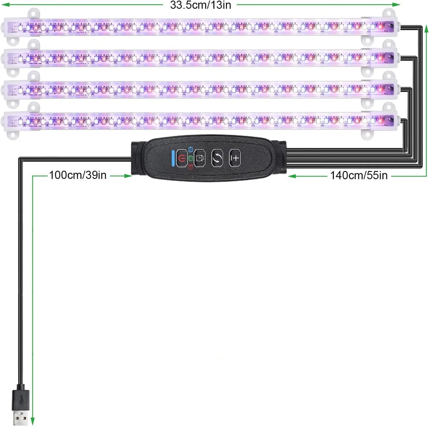 3-farbig dimmbare LED-Wachstumslampe – USB DC5V Vollspektrum-Wachstumslampe mit Timer für Zimmerpflanzen