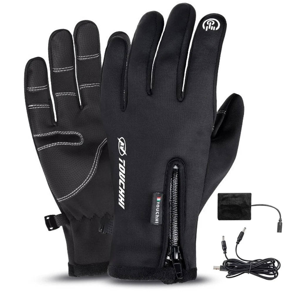 USB Touchscreen Gloves - Electric Heated Winter Gloves, Windproof and Water-Repellent, Perfect for Cycling, Skiing, Driving and Hiking