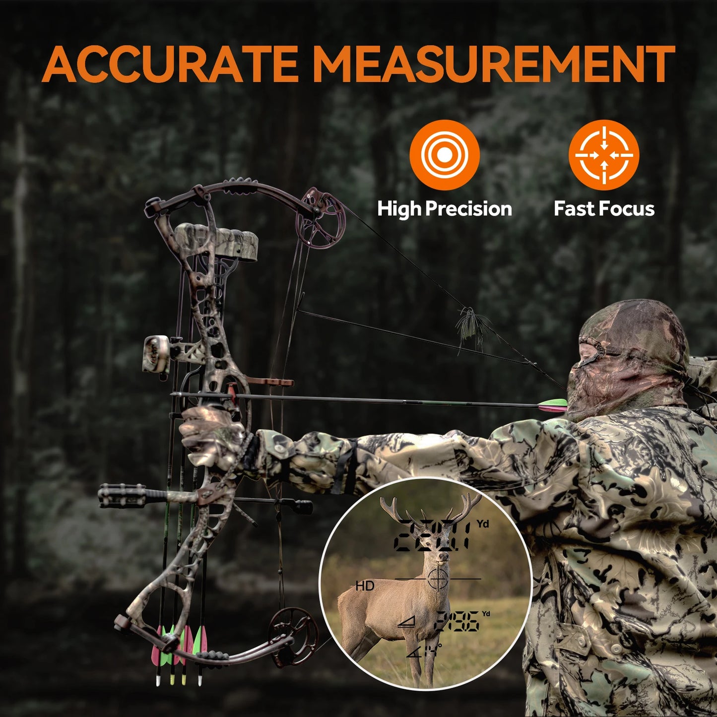 656YD Laser-Entfernungsmesser – Jagd-Entfernungsmesser mit Regen- und Nebelmodus, BOW-Modus und automatischer Höhenmessung
