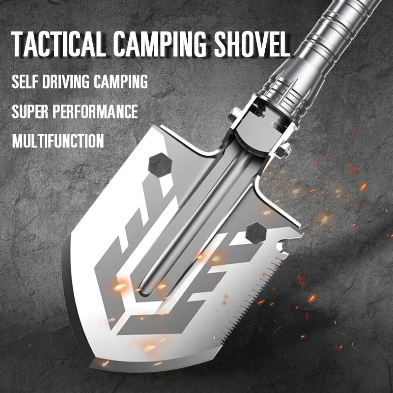 Militärische taktische Klappschaufel – multifunktionales Outdoor-Survival-Werkzeug – Camping- und Autoausrüstung – Manganstahl und Aluminium