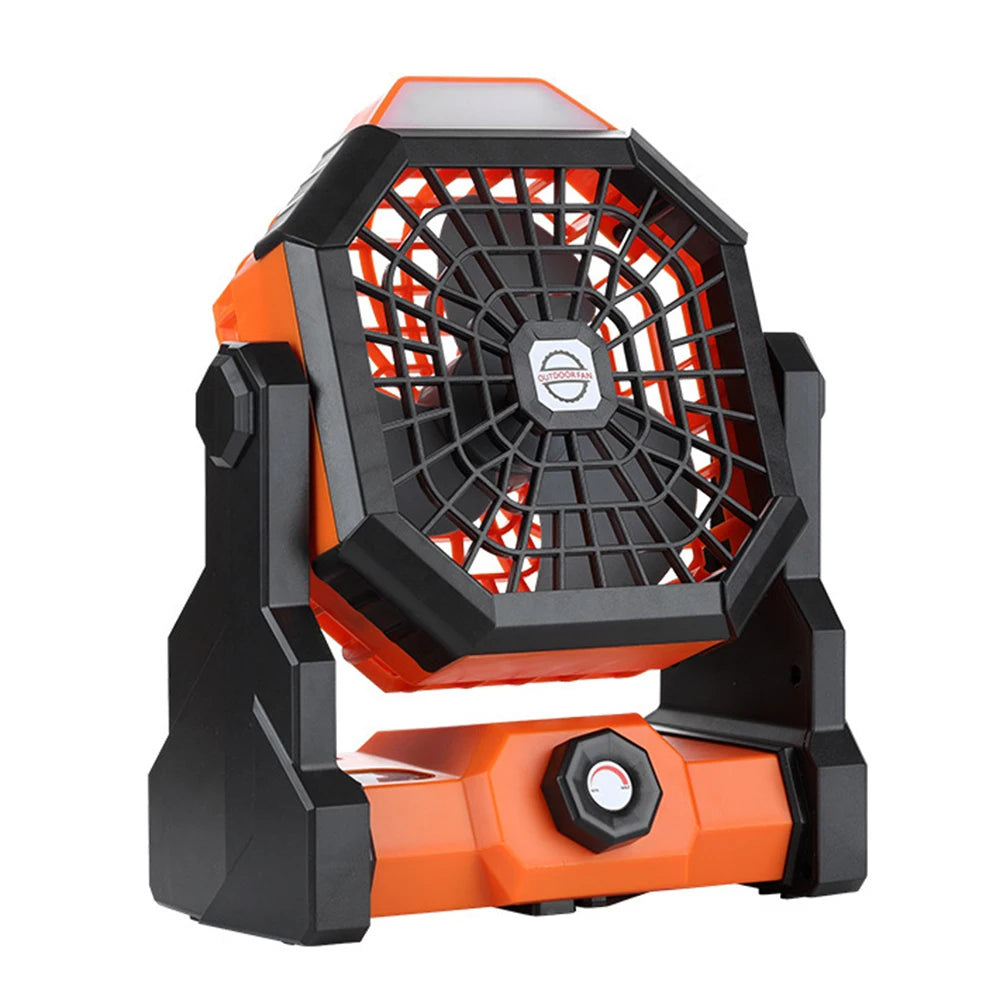 Oplaadbare Camping Ventilator – 7800mAh, 270° Draaibaar, LED Lamp, Stil & Draagbaar | Tafel- & Tentventilator voor Outdoor