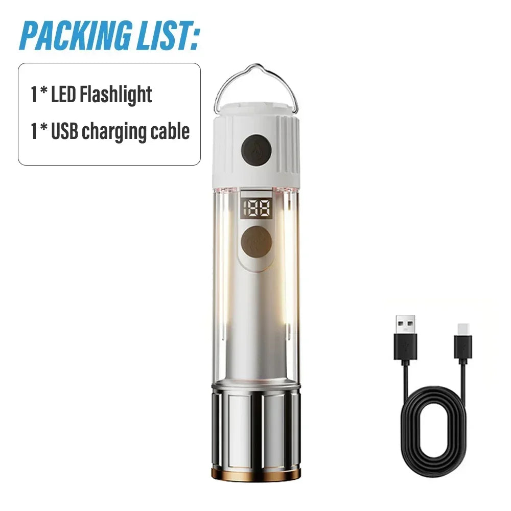 Faltbares Campinglicht – per USB wiederaufladbare Taschenlampe und Teleskoplaterne mit Standfuß