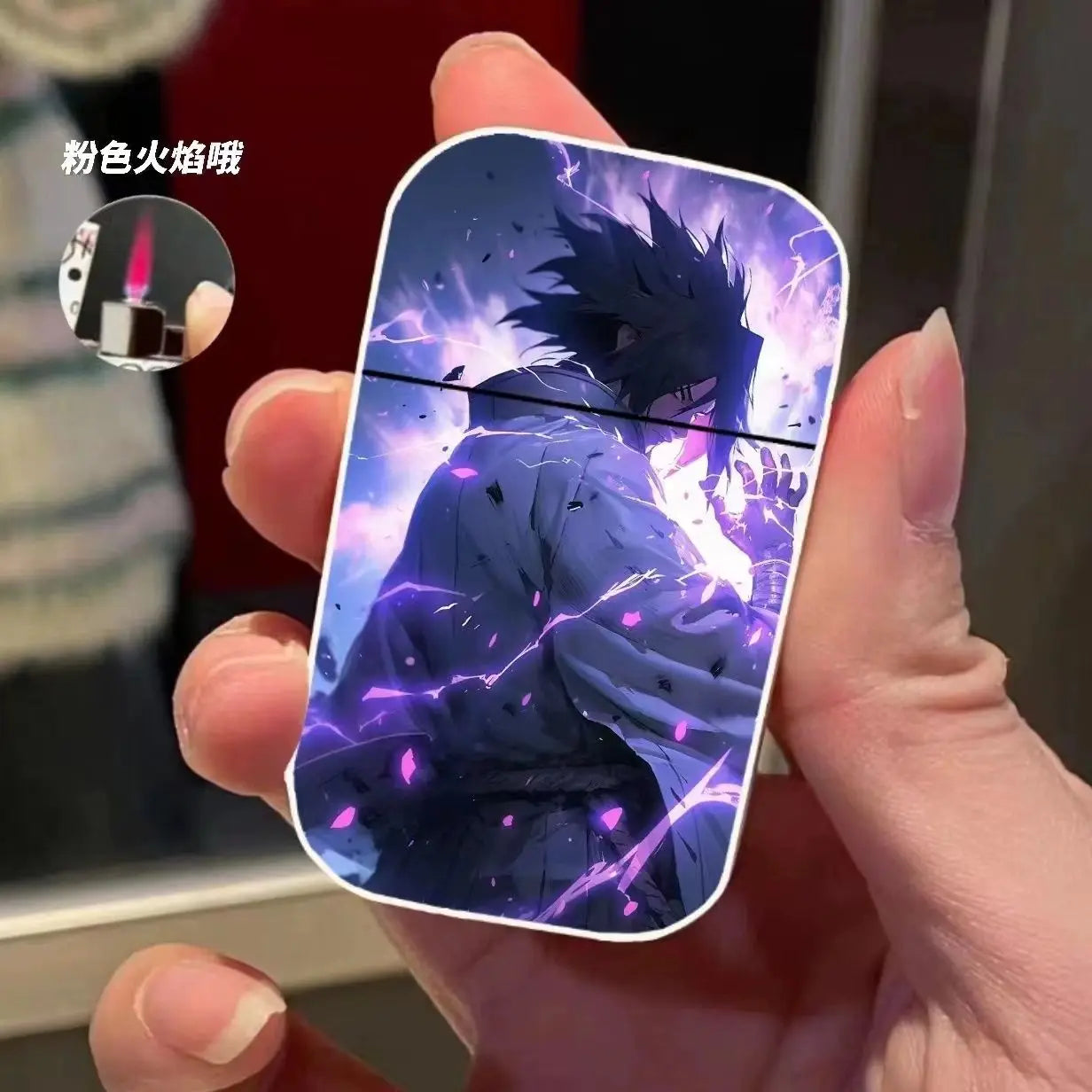 Naruto Anime Lichter – Creatieve Metalen Windproof Elektronische Aansteker met Roze Vlam, Perfect Cadeau voor Jongens en Fans