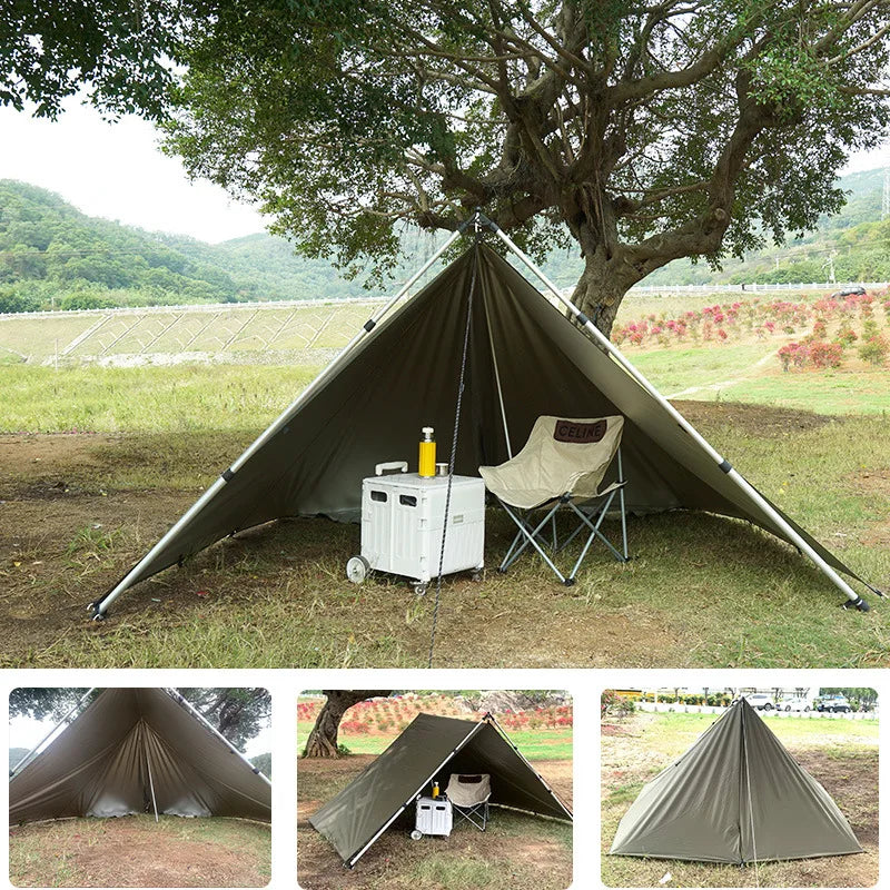 Wasserdichte Zeltplane mit 19 Aufhängepunkten – Leichter taktischer Camping-Sonnenschutz für das Überleben im Freien (3x3, 3x4, 4x4)