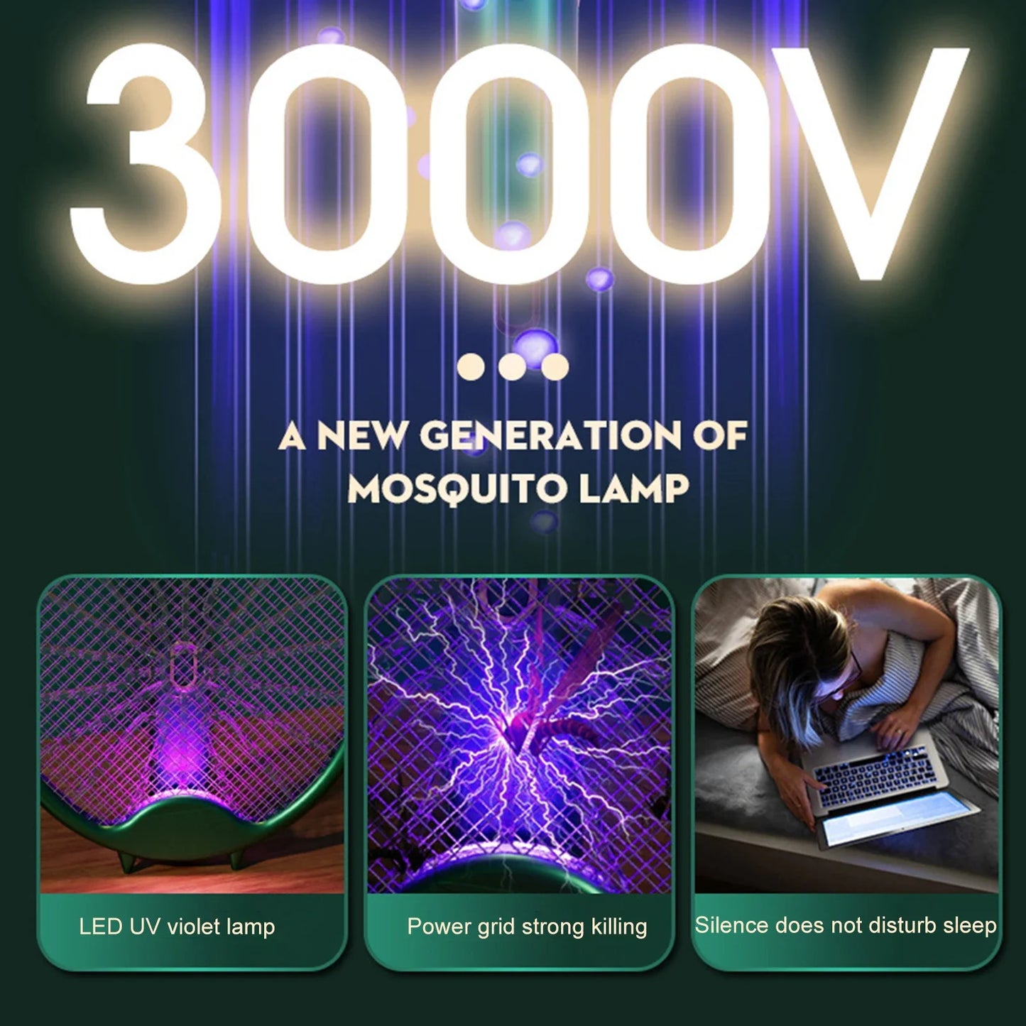 3000V Elektrisch Mosquito Racket, Oplaadbare Insecten Doder Lamp, Vouwbare Mosquito Killer Zapper, USB Oplaadbaar en Veilig voor Binnen en Buiten