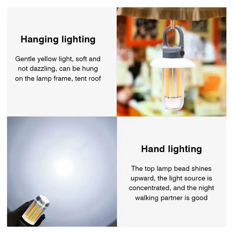 Campinglamp – Lichtgewicht Handlamp met 5 Verlichtingsmodi en USB-oplaadbaar