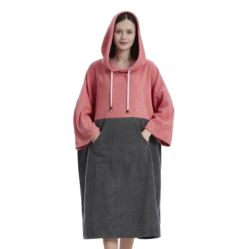 Quick-Dry Badjas Poncho - Surfponcho met Kap, Winddicht en Warm voor Stranden, Zwemmen en Duiken