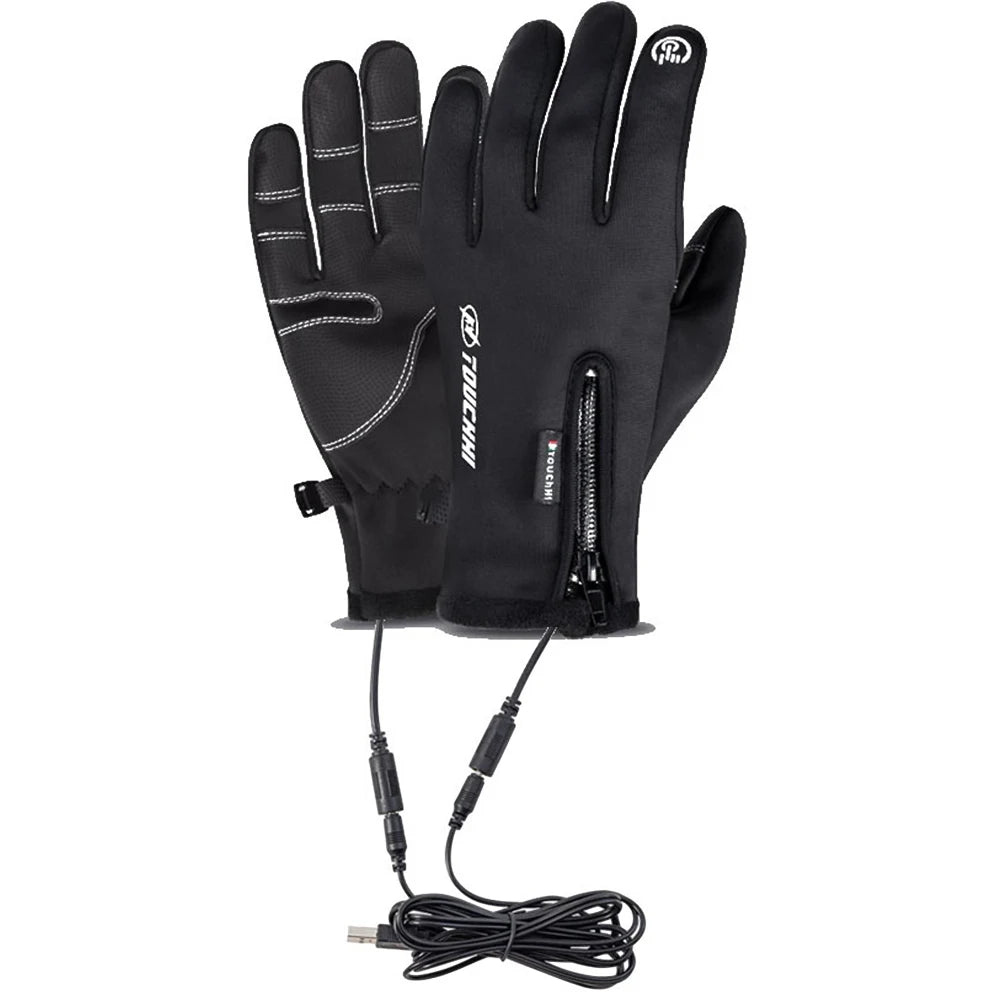 USB Touchscreen Gloves - Electric Heated Winter Gloves, Windproof and Water-Repellent, Perfect for Cycling, Skiing, Driving and Hiking