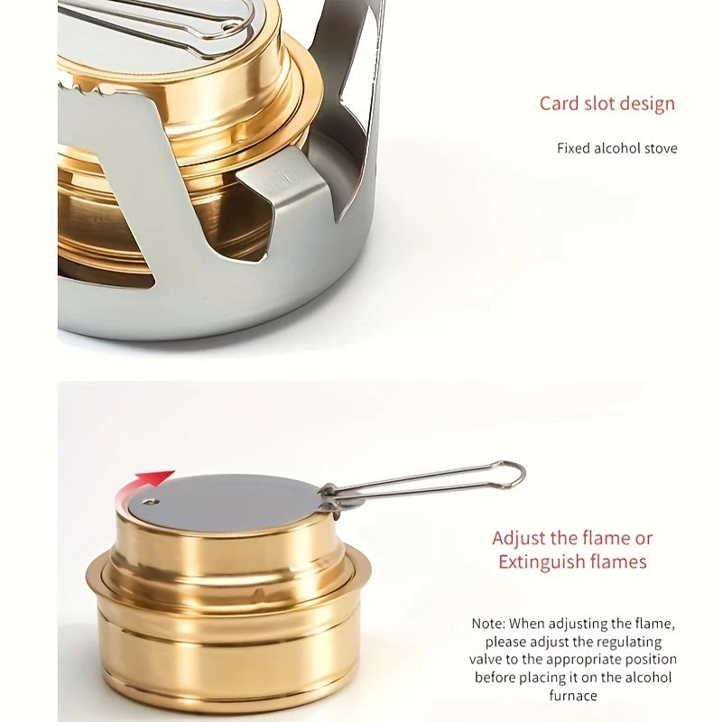 Portable Mini Alcohol Burner - Suitable for Camping, Picnics, BBQ and Fishing - Adjustable Flame