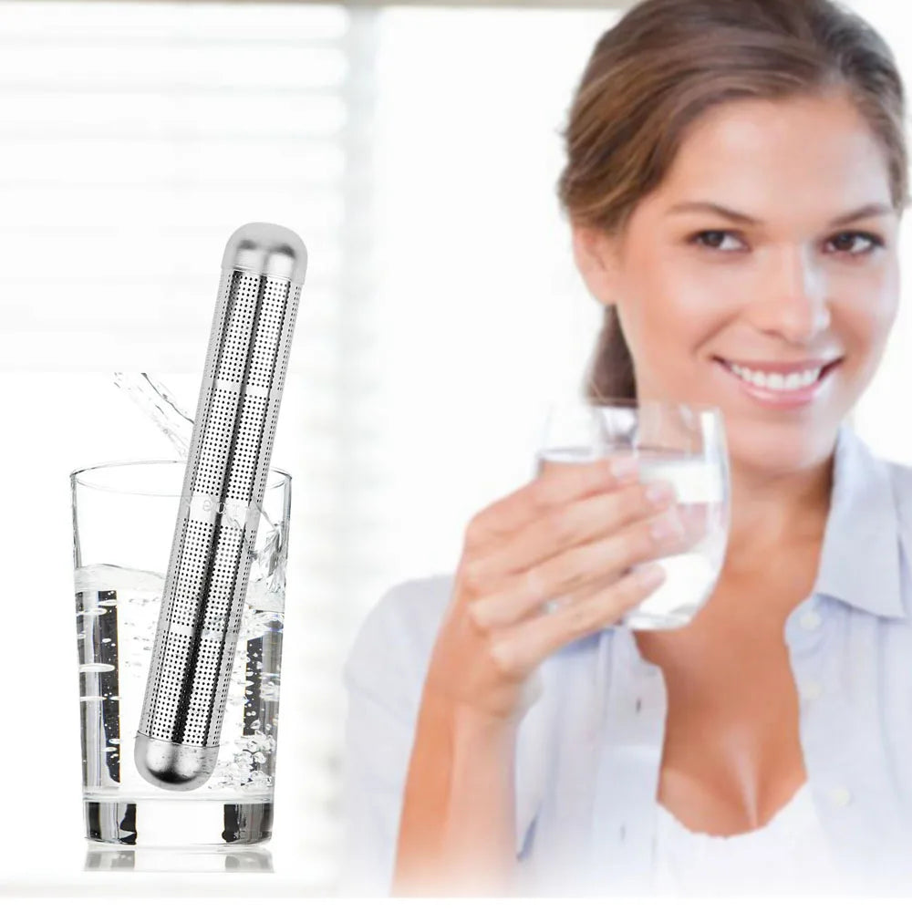 2 Stück Edelstahl Alkalisches Wasser Stick – PH Balance Wasserreiniger mit Negativ-Ionen-Filter