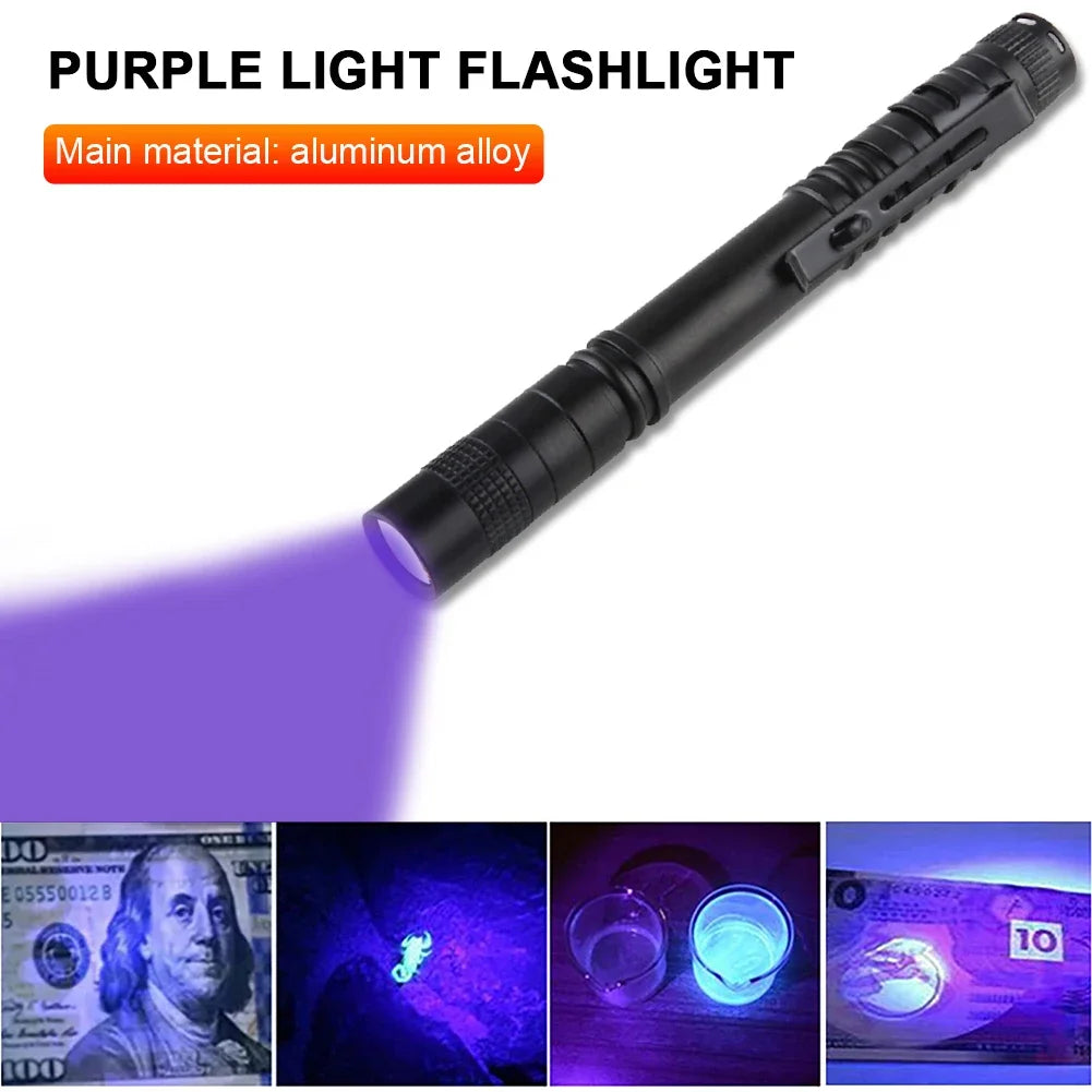 Mini-UV-Taschenlampe – 395 nm LED-Ultraviolett-Taschenlampe mit Zoomfunktion zur Inspektion und Fleckenerkennung