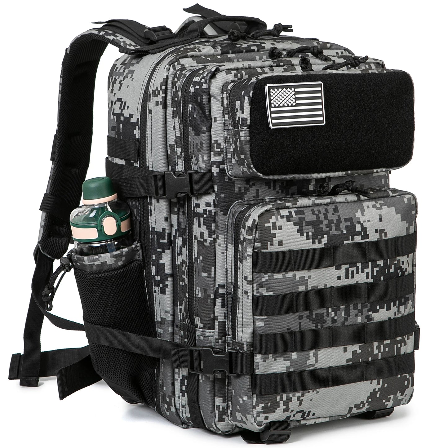 QT&QY 50L Taktischer Rucksack – Robuster MOLLE-Überlebensrucksack mit Flaschenhalter für Outdoor, Fitnessstudio und Wandern