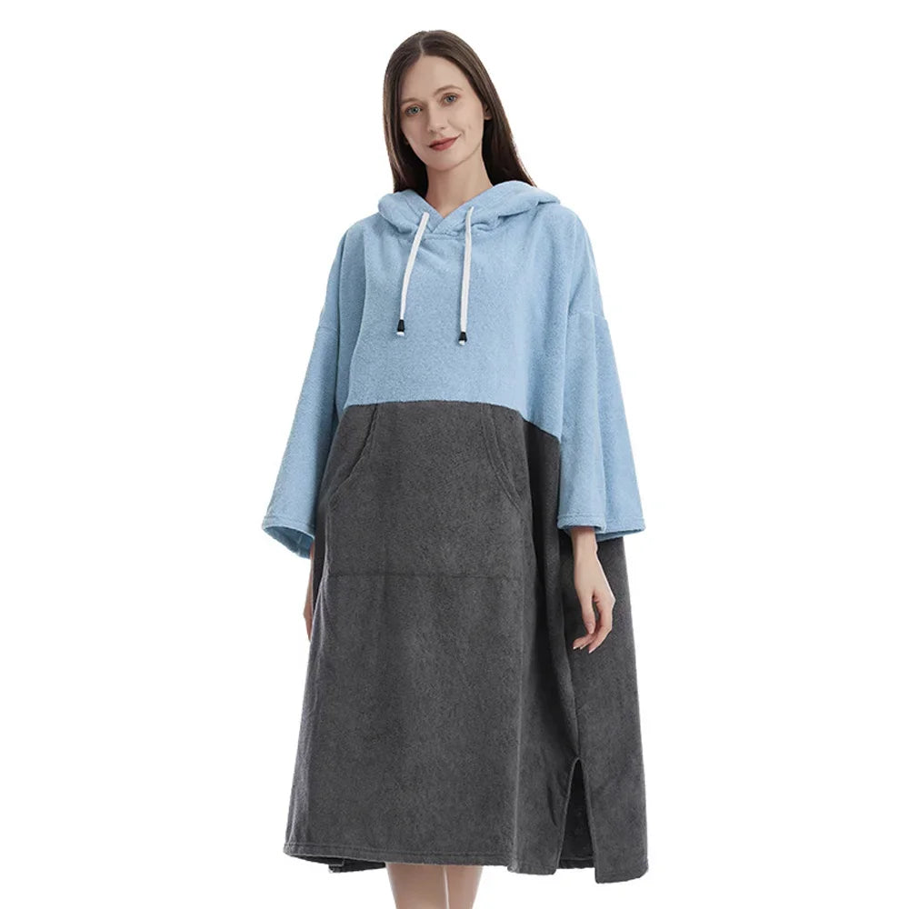 Quick-Dry Badjas Poncho - Surfponcho met Kap, Winddicht en Warm voor Stranden, Zwemmen en Duiken