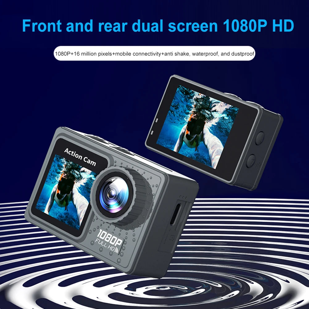 1080P/30FPS WiFi Actiecamera - 2.0" Scherm, 30m Waterdicht, 120° Groothoek Sport Camcorder met Accessoires Kit