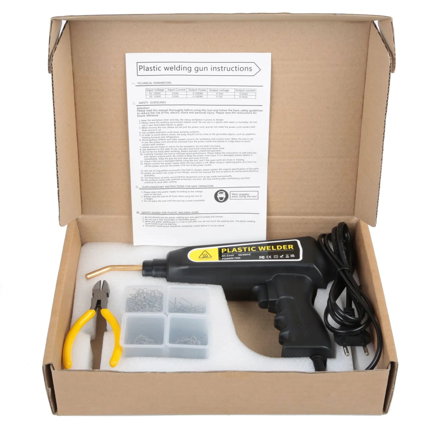 70W Kunststof Lasapparaat – Bumper Reparatie Set, Warmtelaminator, 400x Reparatienagels, EU Plug