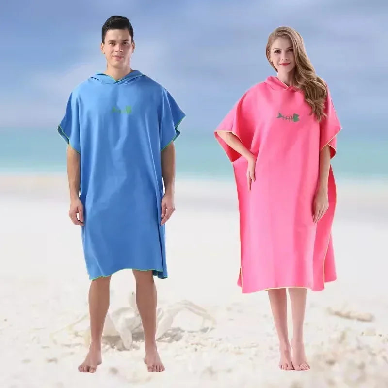 Sneldrogende Changing Robe, Badjas met Kap – Super Absorberende Zwem- en Fitness Badjas van Polyester/Katoen