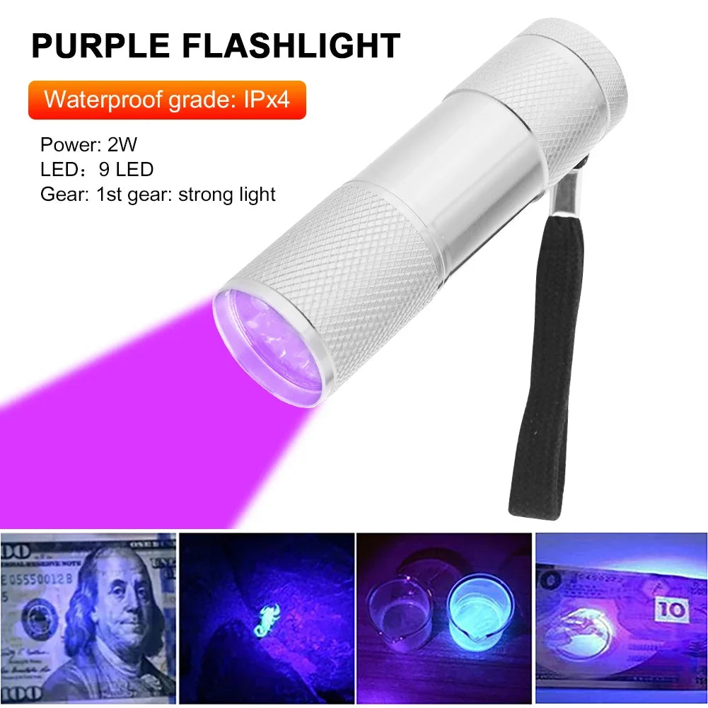 Mini-UV-Taschenlampe – 395 nm LED-Ultraviolett-Taschenlampe mit Zoomfunktion zur Inspektion und Fleckenerkennung