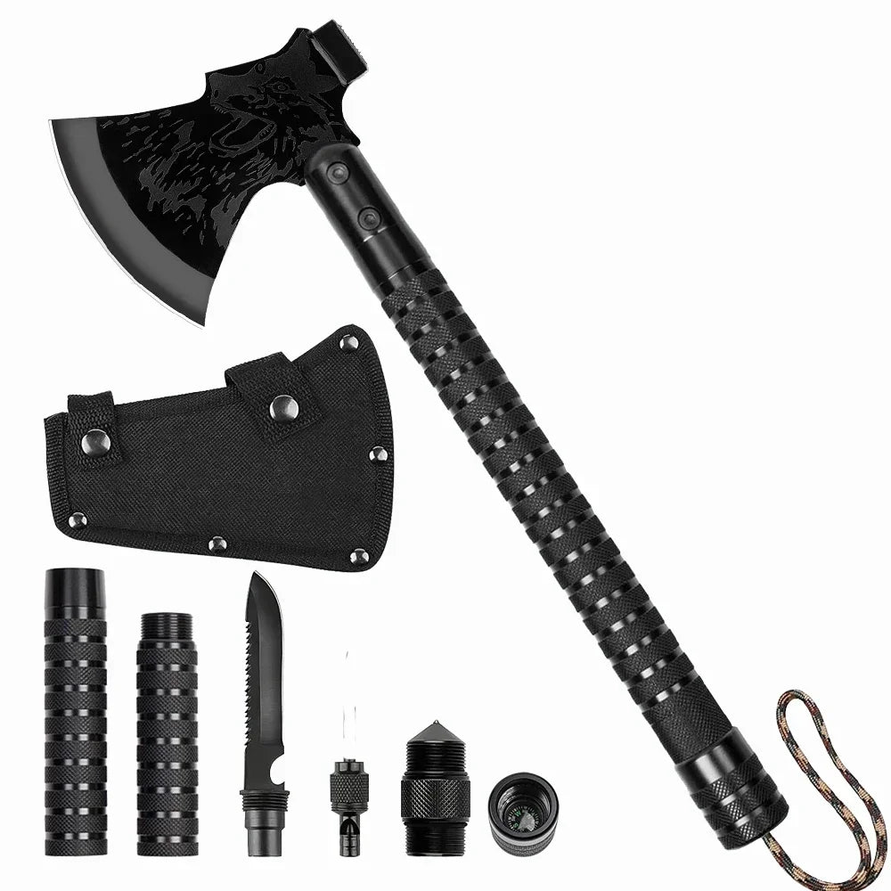 Klappbare taktische Axt – multifunktionale Überlebensaxt für Camping, Jagd und Selbstverteidigung