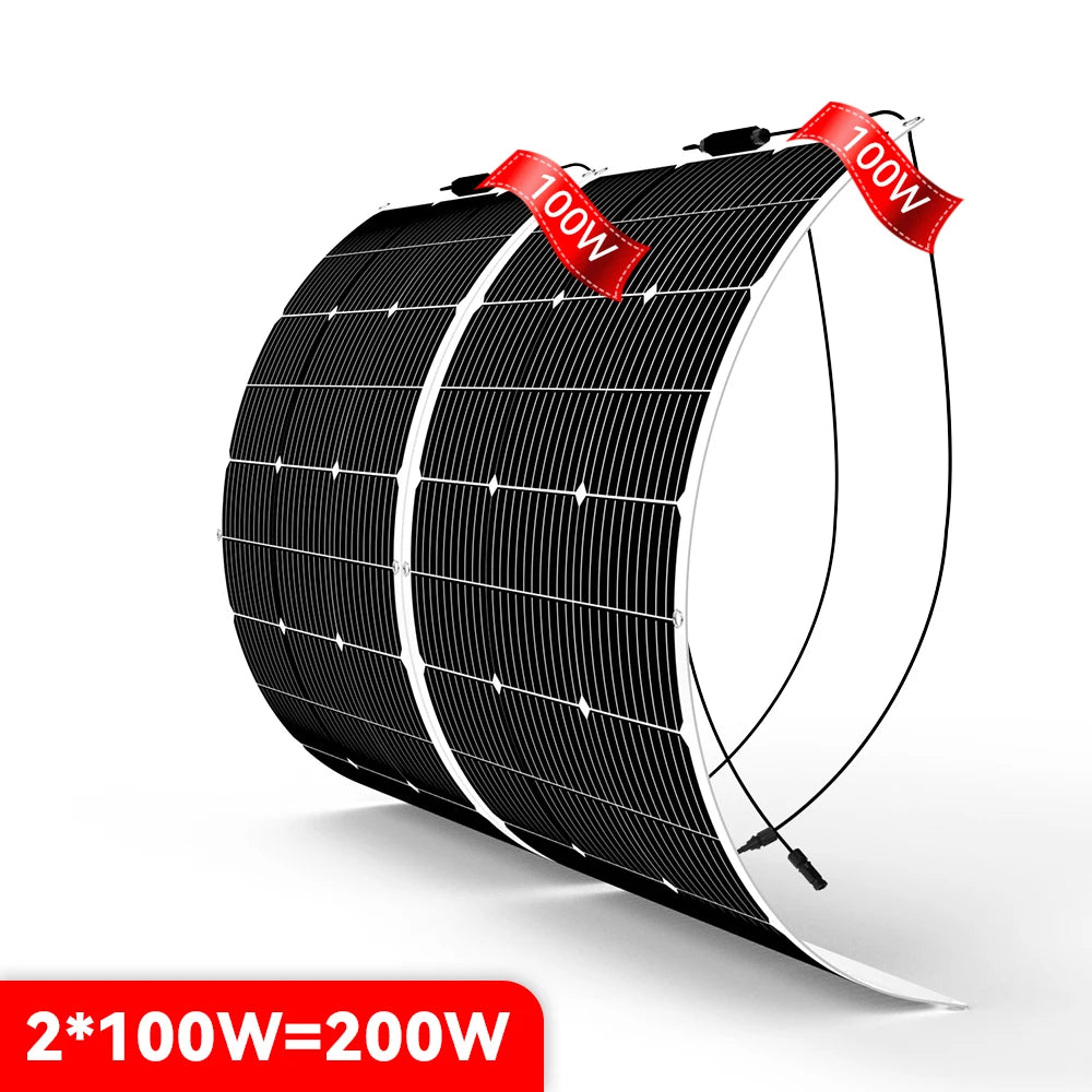 PowMr 100 W flexibles Solarpanel – 12 V monokristalline, biegbare Solarzelle für Camping, Wohnmobil, Boot und mobile Stromversorgung