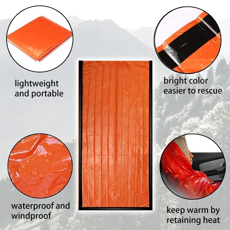 Emergency Slaapzak - Lichtgewicht Waterdichte Outdoor Noodbedekking voor Hiking, Kamperen en Overleving, Verhoogt Lichaamstemperatuur