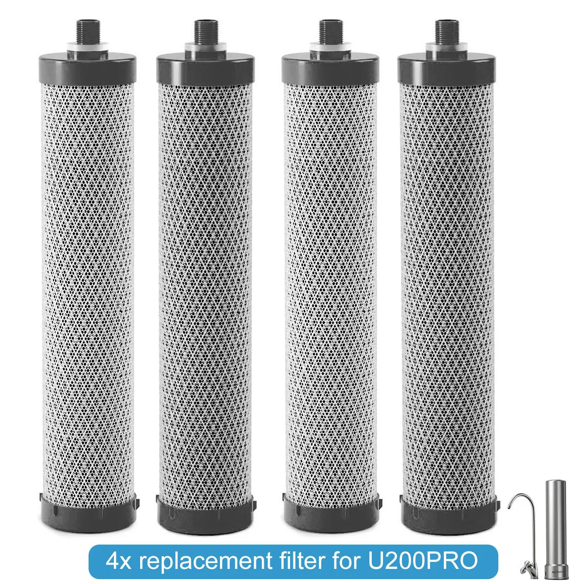4x Vervangingsfilters voor U200PRO – Onder-de-Gootsteen Waterfilter Verwijdert 99% Bacteriën, Chloor, Lood en Geur