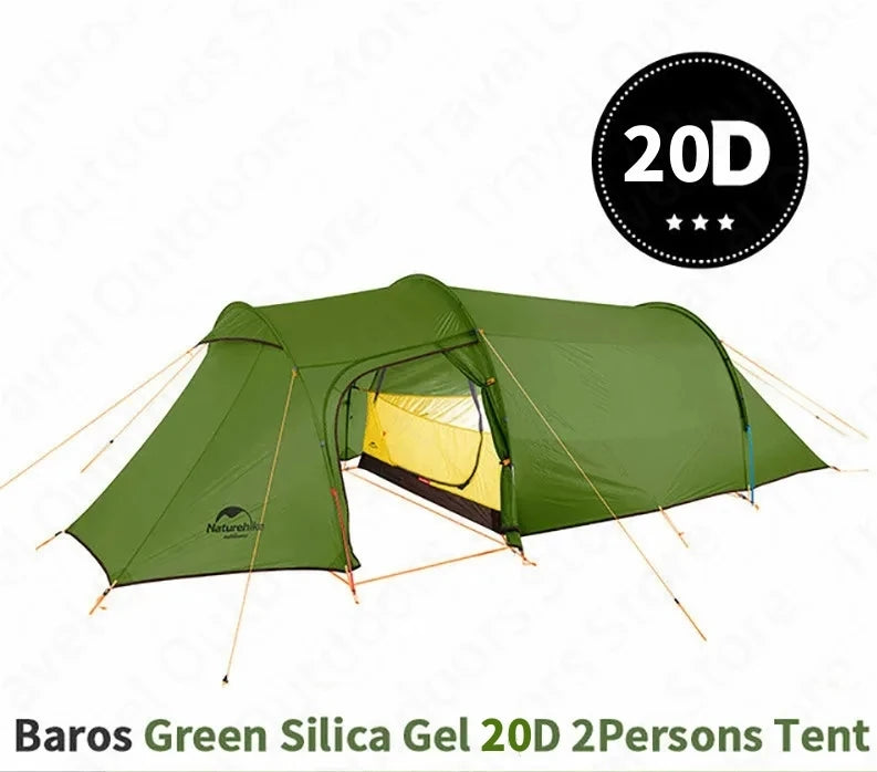 Naturehike Opalus 20D Tunnel Tent – 2-4 Persoons Ultralichte Waterdichte Campingtent