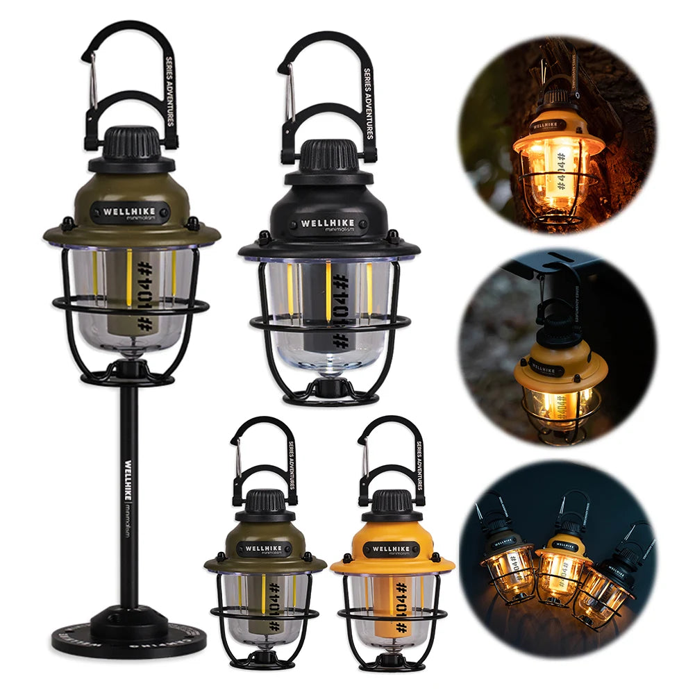 Camping LED Retro Lantaarn | Waterdicht | Dimbare Outdoor Lamp met Type-C Opladen